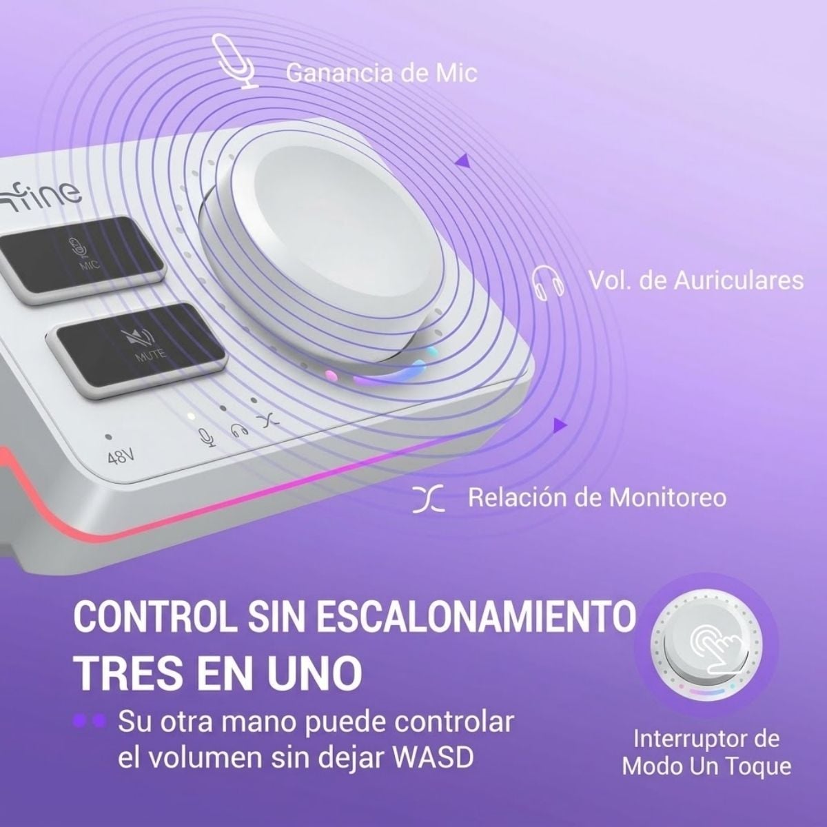 MIXER FIFINE AMPLIGAME SC9 RGB USB - BLANCO - 2