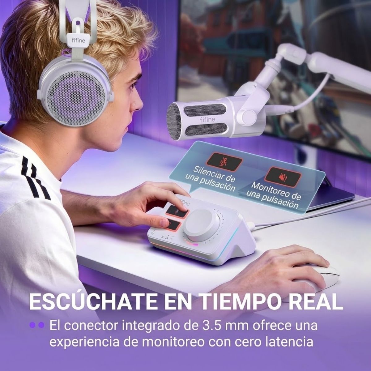 MIXER FIFINE AMPLIGAME SC9 RGB USB - BLANCO - 4