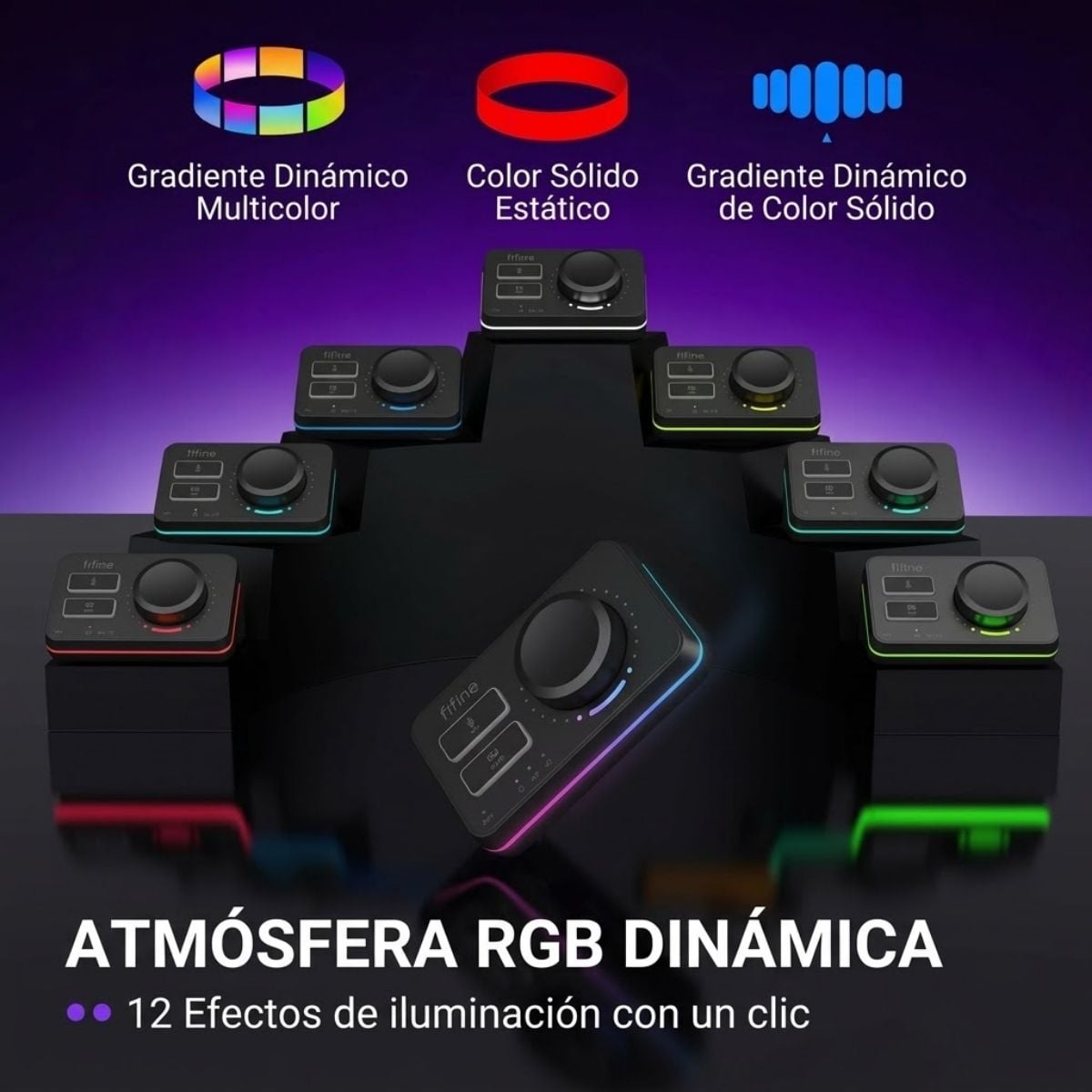 MIXER FIFINE AMPLIGAME SC9 RGB USB - NEGRO - 3