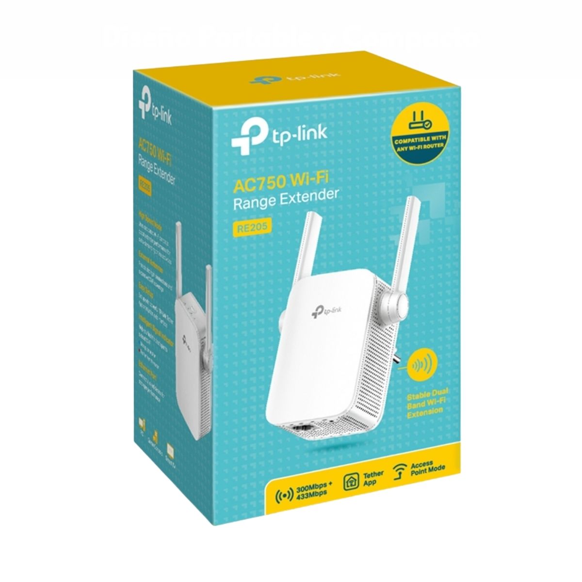 EXTENSOR DE COBERTURA TP-LINK RE205 WI-FI DUAL BAND AC750 - 5