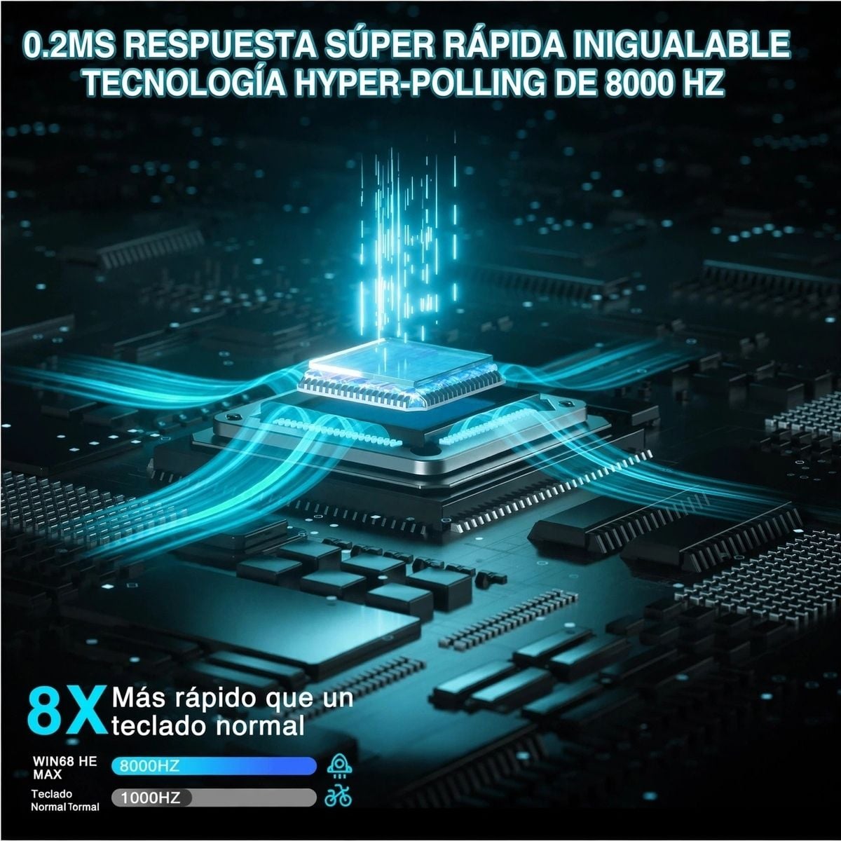 TECLADO AULA WIN68HE MAX WIRED 65% GREY WHITE BLUE SWITCH MAGNETIC - 5