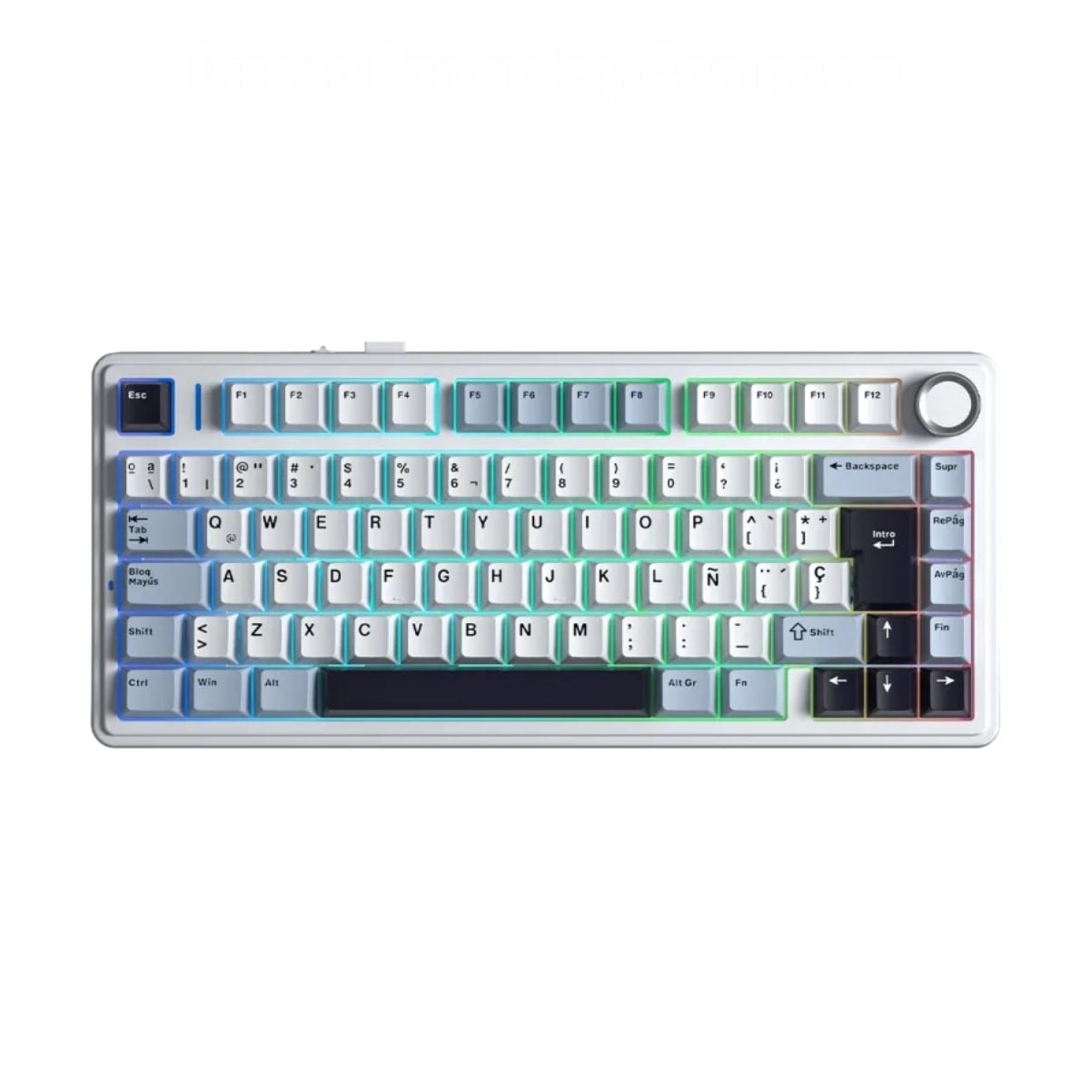 TECLADO AULA F75 WIRELESS ESPAÑOL BLUE WHITE PURPLE SWITCH REAPER - 1