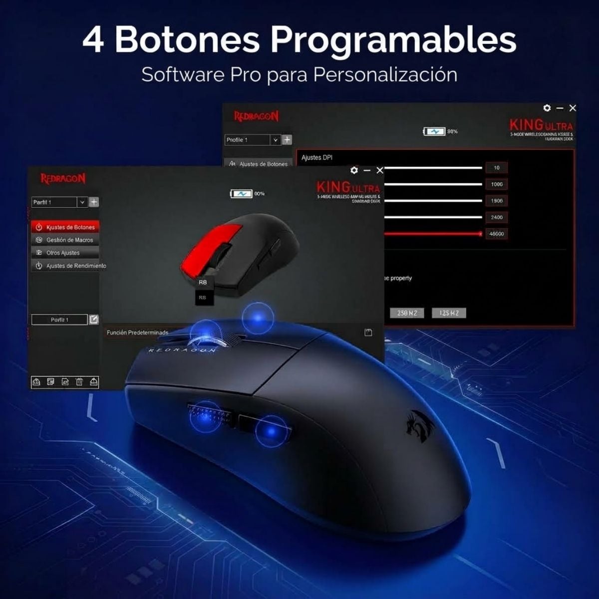 MOUSE REDRAGON KING ULTRA M999 RGB WIRELESS - BLACK - 5