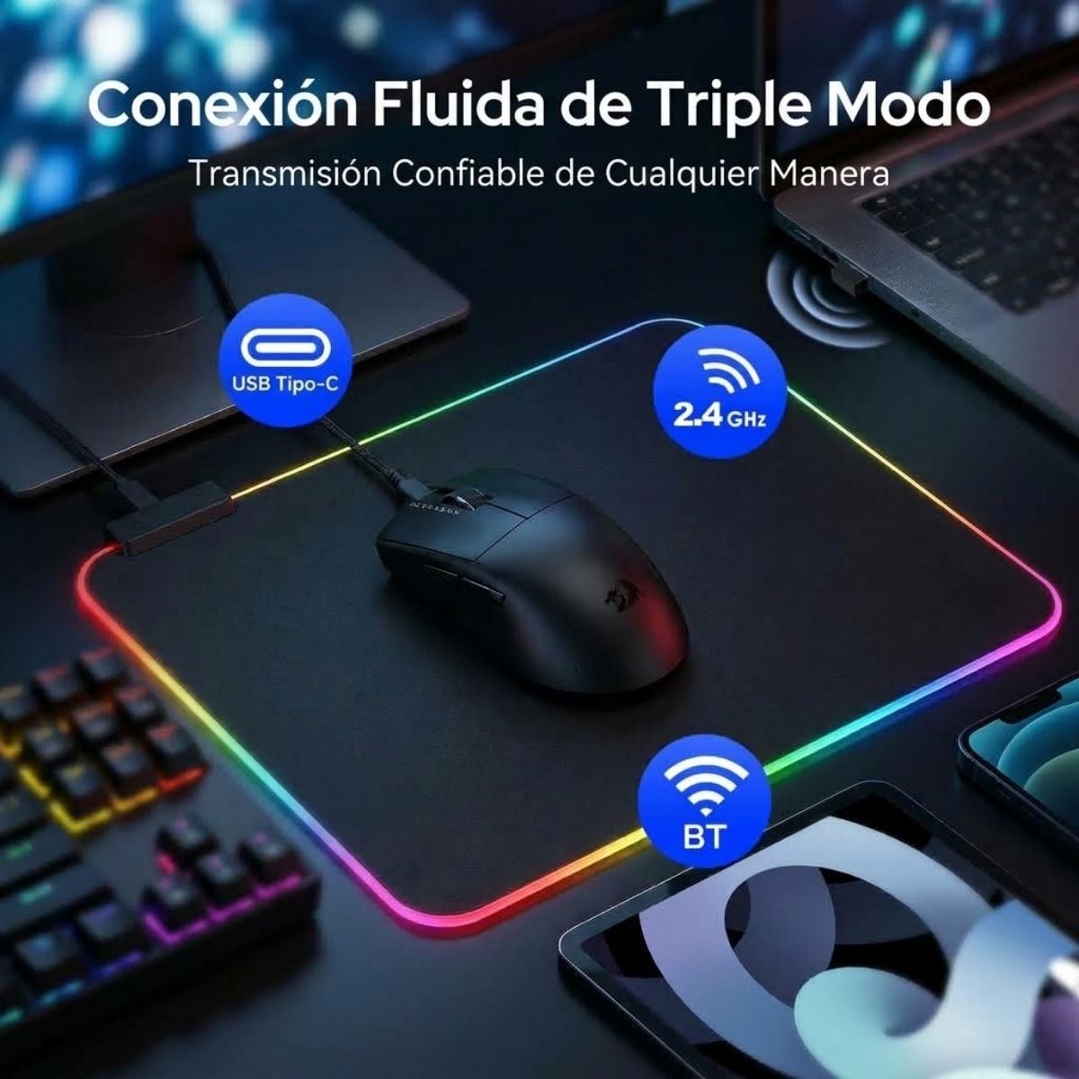 MOUSE REDRAGON KING ULTRA M999 RGB WIRELESS - BLACK - 6