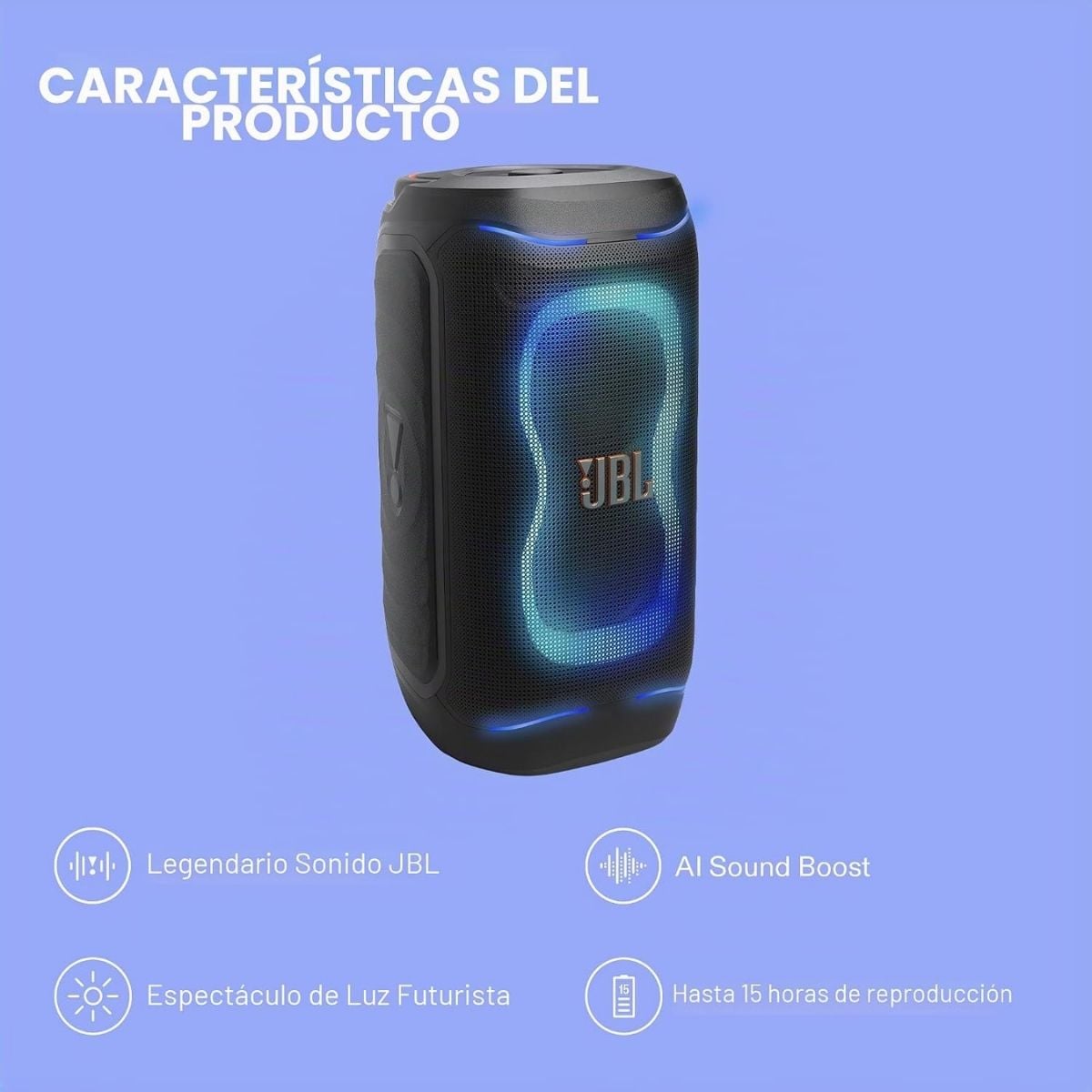 PARLANTE JBL PARTYBOX 130 BLUETOOTH 6.0 200W - NEGRO - 4