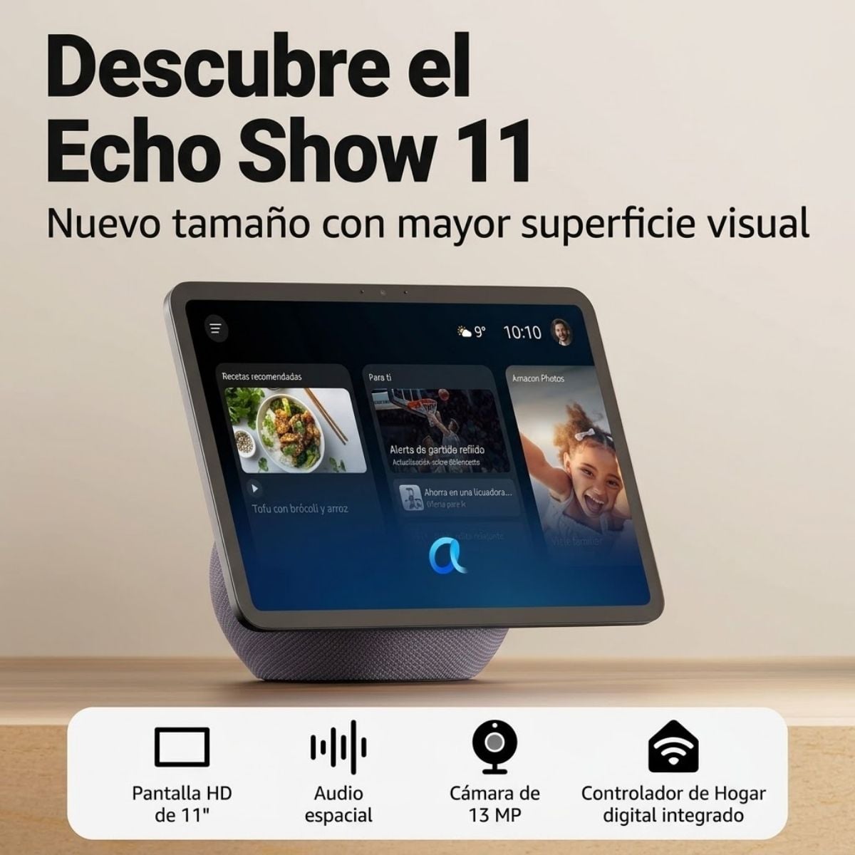 PANTALLA INTELIGENTE AMAZON ECHO SHOW 11 - ULT GEN ALEXA PLUS - NEGRO - 2