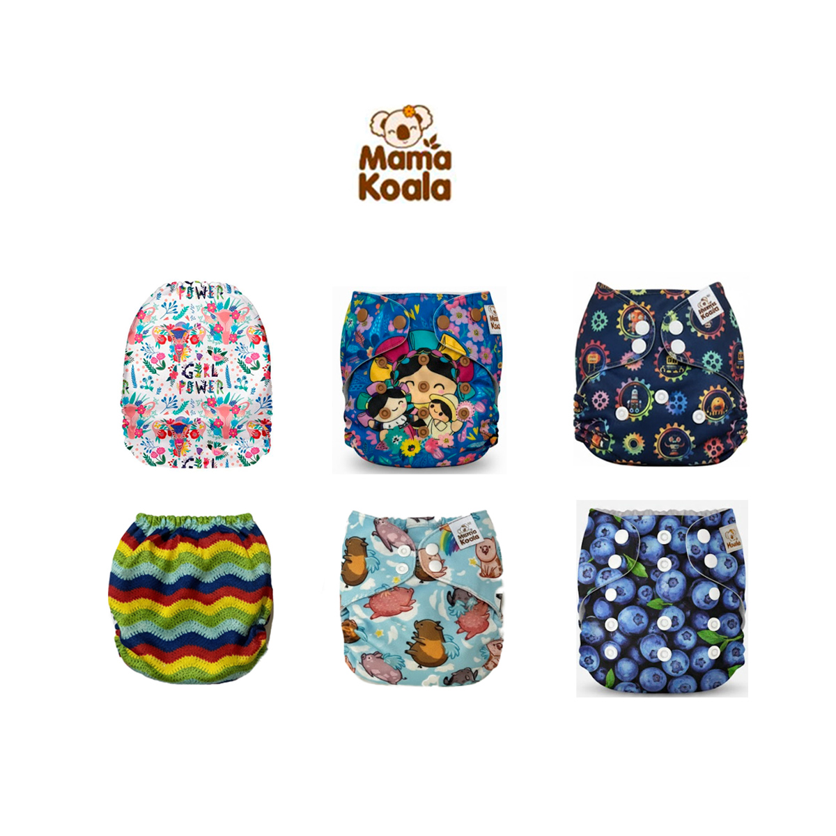 PAÑAL ECOLÓGICO DE TELA PACK X 6 UNIDADES MAMA KOALA - 1