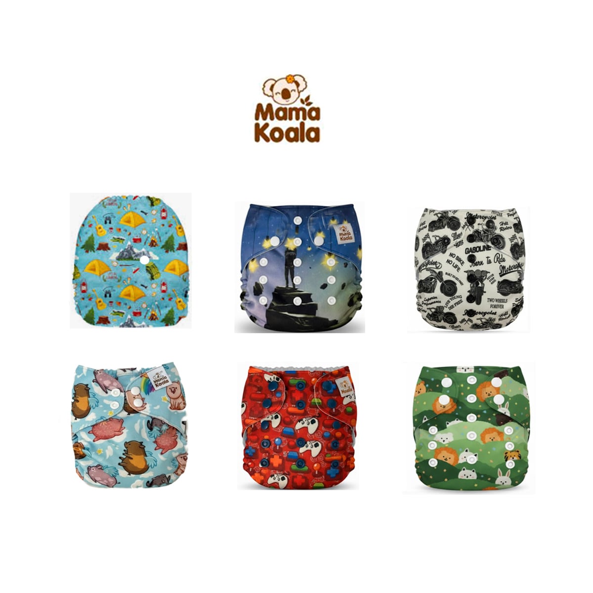 PAÑAL ECOLÓGICO DE TELA PACK X 6 UNIDADES MAMA KOALA - 1