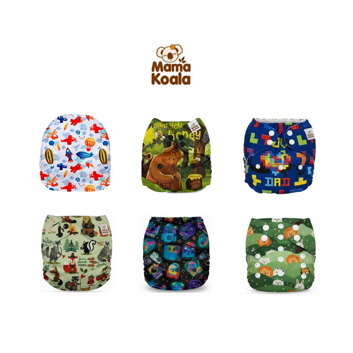PAÑAL ECOLÓGICO DE TELA PACK X 6 UNIDADES MAMA KOALA - 1
