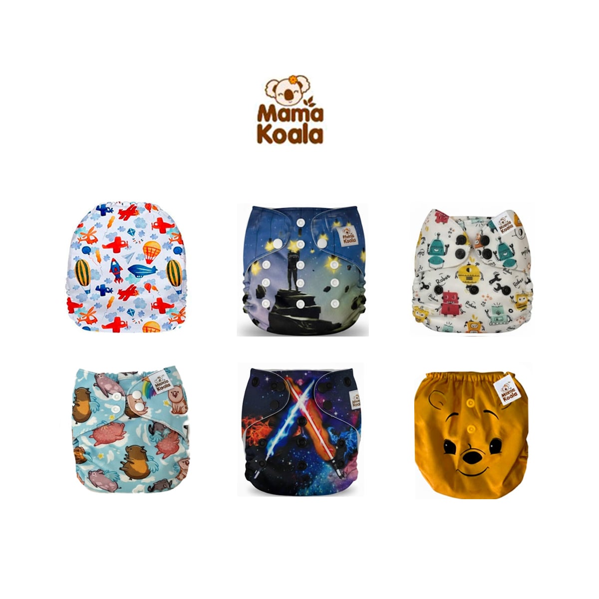 PAÑAL ECOLÓGICO DE TELA PACK X 6 UNIDADES MAMA KOALA - 1