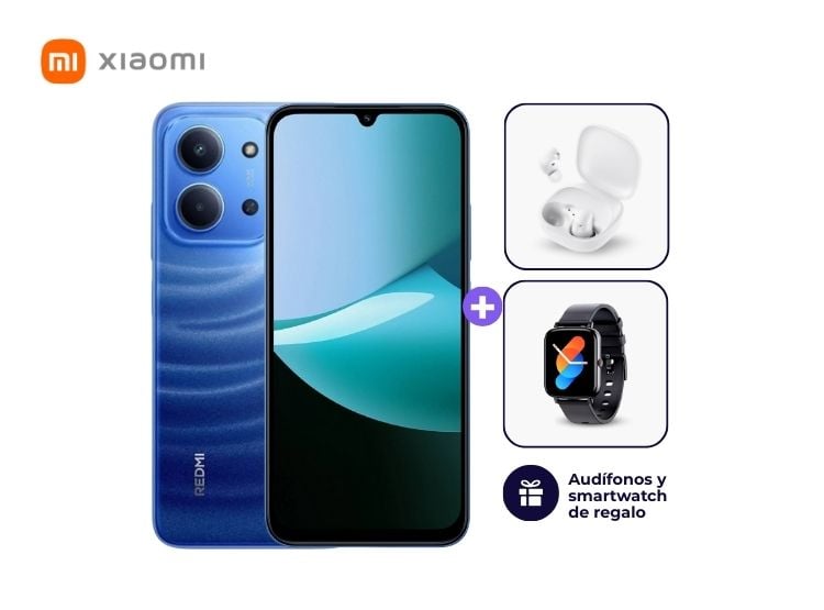 XIAOMI REDMI 15C 256GB 4GB RAM COLOR AZUL + SMARTWATCH + AUDIFONOS - 1