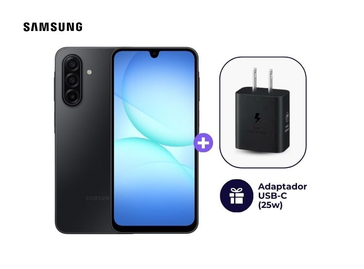 SAMSUNG GALAXY A17 4G 256GB 8GB RAM NEGRO + ADAPTADOR USB-C SAMSUNG 25W - 1