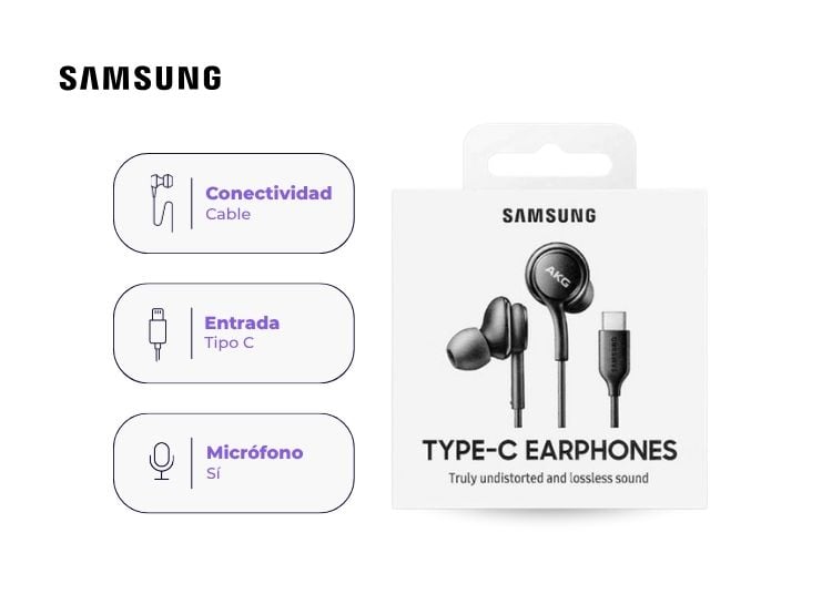 AUDÍFONOS SAMSUNG AKG USB TIPO C CON MICRÓFONO COLOR NEGRO - 1