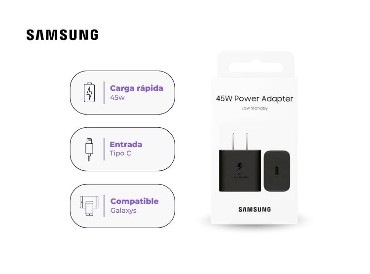 CARGADOR SAMSUNG DE CARGA RÁPIDA USB-C (45W) SIN CABLE - 1