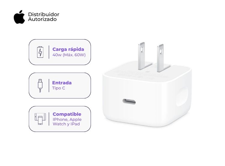 ADAPTADOR APPLE DE CARGA DINÁMICO DE 40 W (MÁX. 60 W) - BLANCO - 1