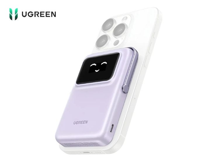 POWER BANK UGREEN UNO PB572 10000MAH 20W INALÁMBRICO MAGNÉTICO CON SOPORTE LILA - 2