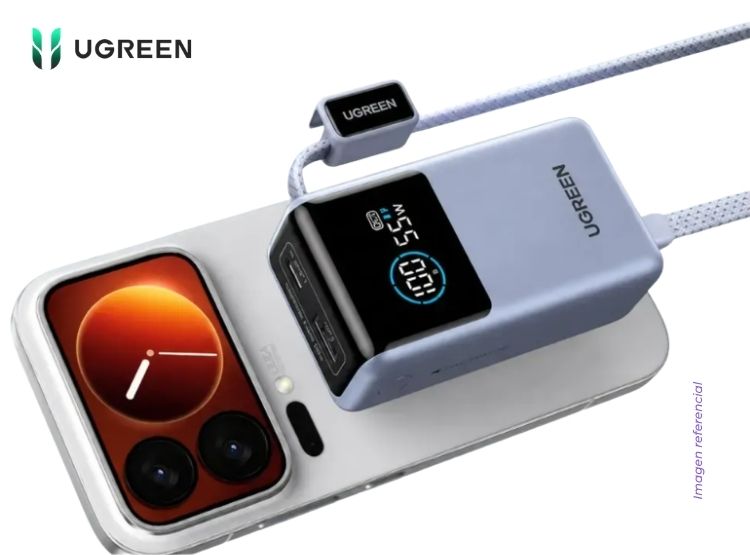 POWER BANK UGREEN NEXODE PRO 10000MAH 55W PB727 CARGA RÁPIDA CON CABLE USB C INTEGRADO - 2