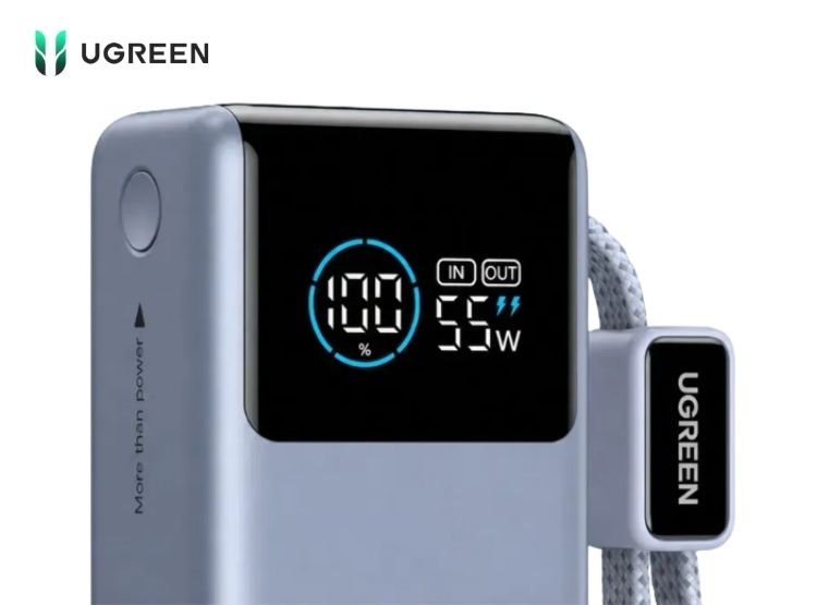 POWER BANK UGREEN NEXODE PRO 10000MAH 55W PB727 CARGA RÁPIDA CON CABLE USB C INTEGRADO - 3