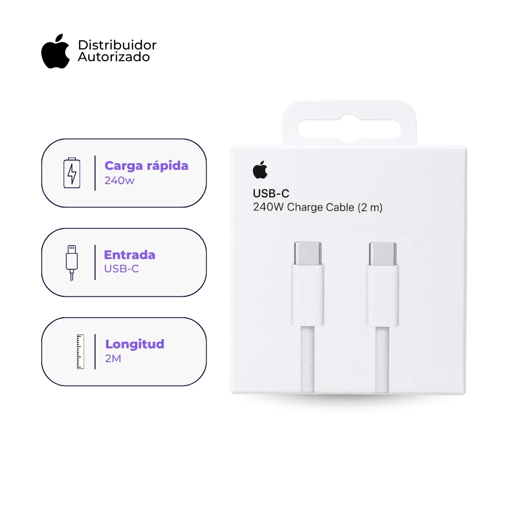 CABLE APPLE USB-C A USB-C 240W 2M CARGA RÁPIDA BLANCO - 1