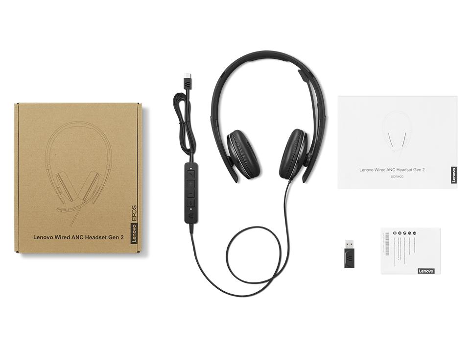 AUDIFONOS LENOVO GEN 2 CON CANCELACIÓN DE RUIDO ACTIVA NEGRO - 4