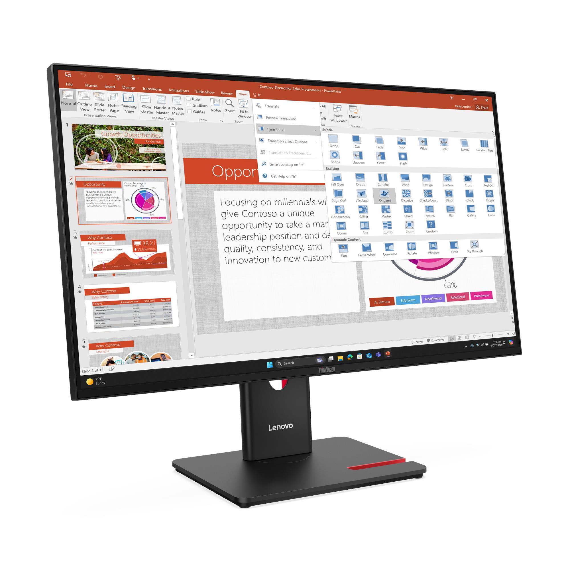 MONITOR THINKVISION T27-40 27' FHD 60HZ IPS USB-C HUB - 1