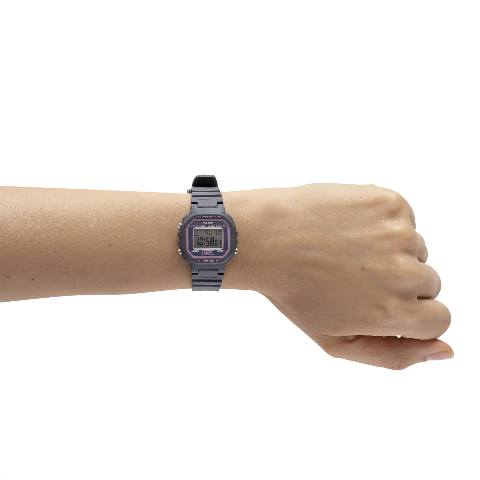 RELOJ CASIO MUJER DIGITAL LA 20WH-8A COLECCION RETRO PLOMO ROSA RESINA - 3