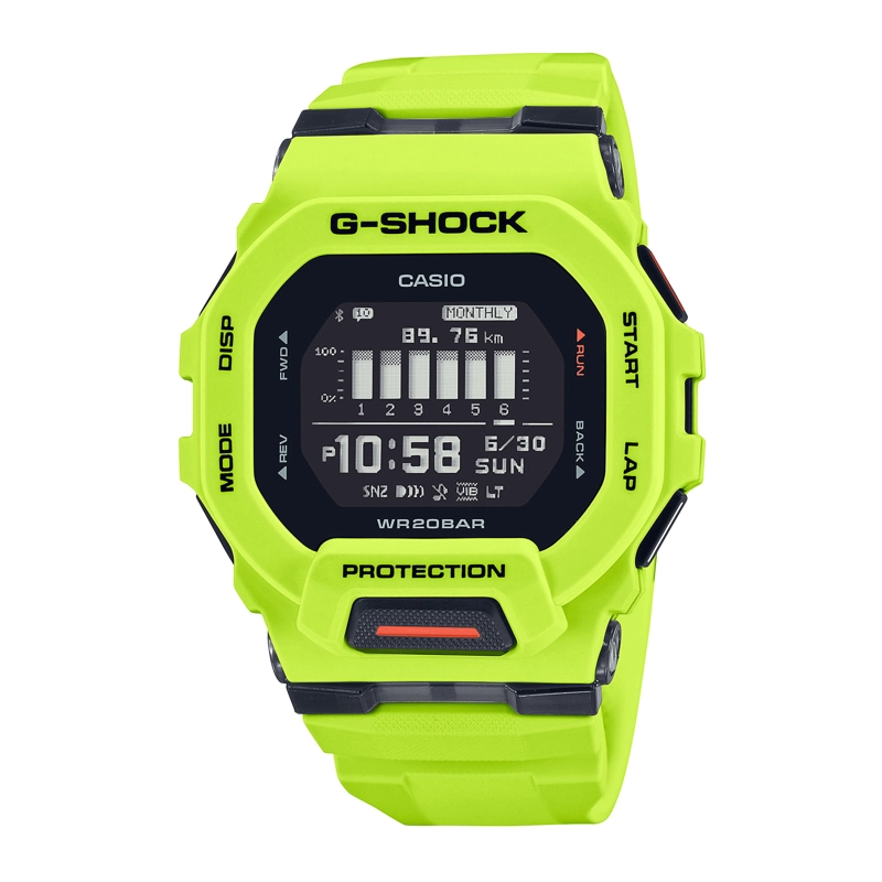 RELOJ CASIO G-SHOCK UNISEX DIGITAL GBD 200-9D G-SQUAD SERIE BLUETOOTH VERDE LIMA - 1