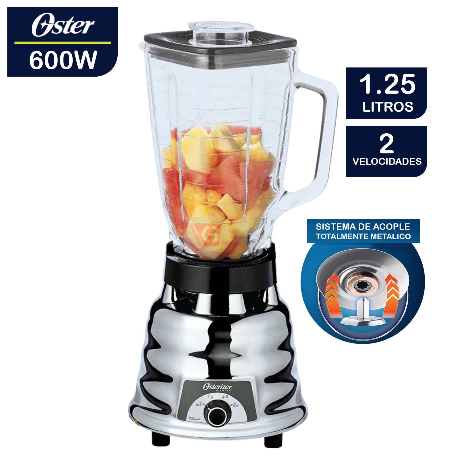LICUADORA OSTER 250-22 2 VELOCIDADES 600W CROMADA - 1