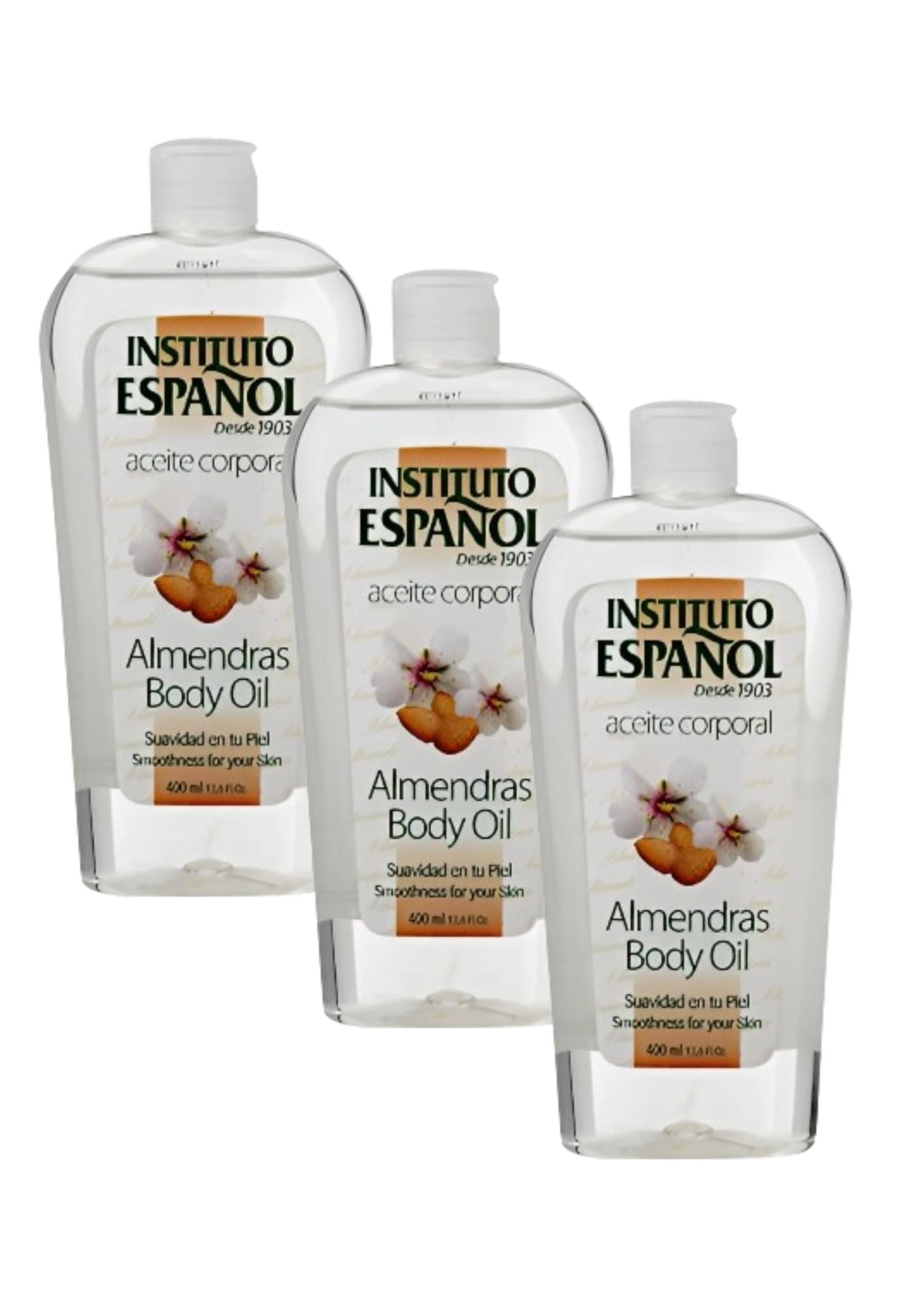 PACK 3 UNIDADES ACEITE DE ALMENDRAS INSTITUTO ESPAÑOL BODY OIL 400ML - 1