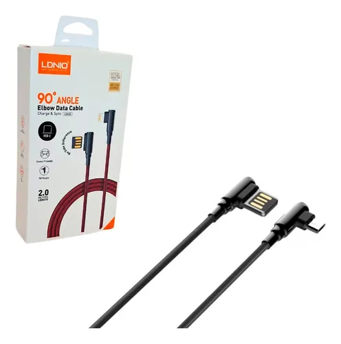 CABLE LDNIO GAMING DE DATOS CARGA RÁPIDA ÁNGULO DE 90 ° TYPE-C LS422 - 1