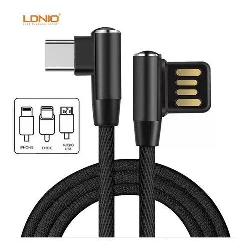 CABLE LDNIO GAMING DE DATOS CARGA RÁPIDA ÁNGULO DE 90 ° TYPE-C LS422 - 4