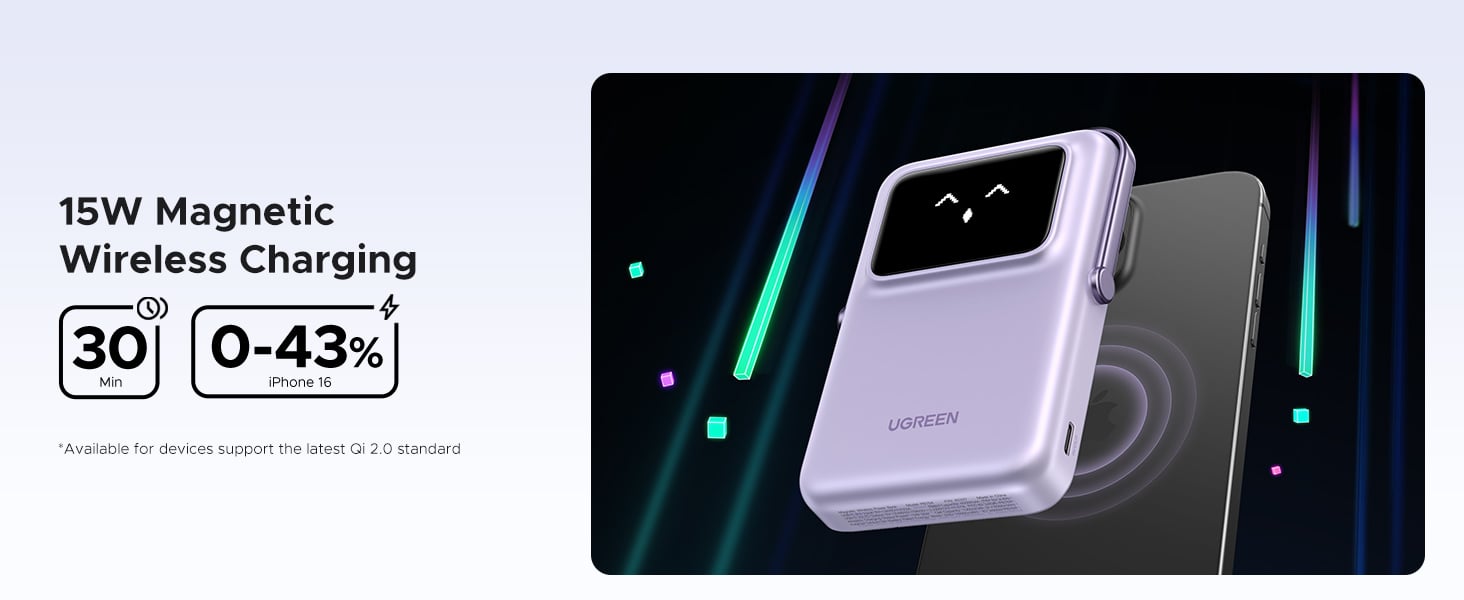 UGREEN POWER BANK INALÁMBRICO 10000MAH 20W PD 7.5W QI 45326 - 4