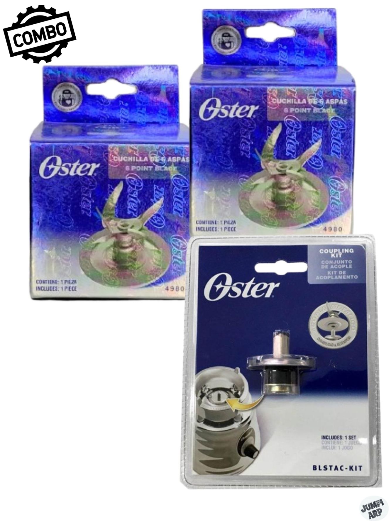 COMBO OSTER 2 CUCHILLAS 4980 + KIT ACOPLE BLSTAC-KIT - 1