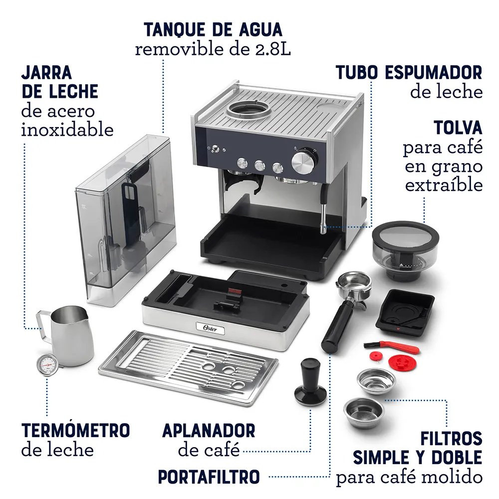 OSTER BVSTEM7400 CAFETERA AUTOMATICA ESPRESSO BARISTA MOLINILLO 2,8L - 4