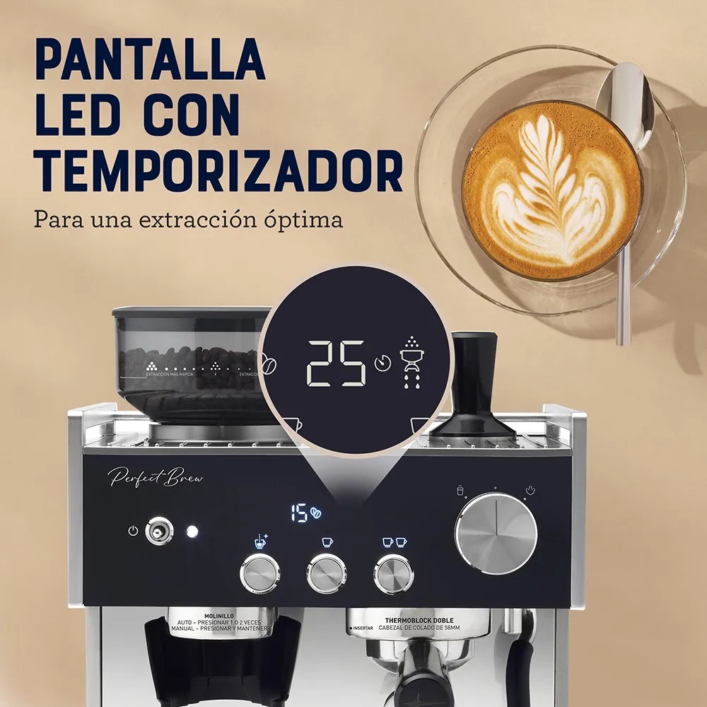 OSTER BVSTEM7400 CAFETERA AUTOMATICA ESPRESSO BARISTA MOLINILLO 2,8L - 5