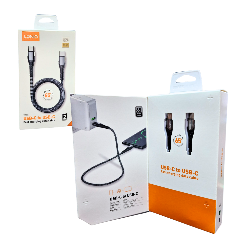 LDNIO CABLE DE DATOS LC102 TIPO C A TIPO C 65W 2M - 3