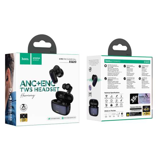 AUDÍFONOS HOCO EQ20 IN EAR BLUETOOTH V5.4 + 4MIC COLOR NEGRO - 1