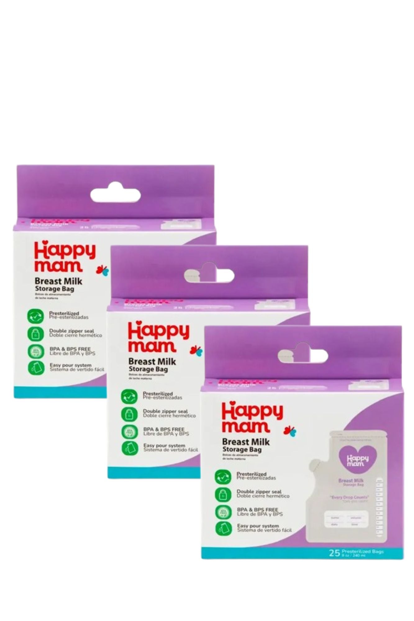 PACK 3 UND BOLSAS DE LECHE MATERNA 75 PCS HAPPYMAN - 1