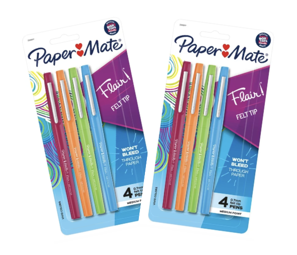 PACK PAPER MATE FLAIR FELT TIP 4 PENS MEDIUM POINT - 1