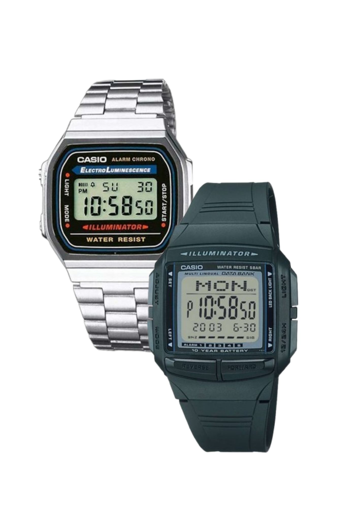 COMBO RELOJ CASIO UNISEX DIGITAL A168WA-1W + DB36-1 - 1