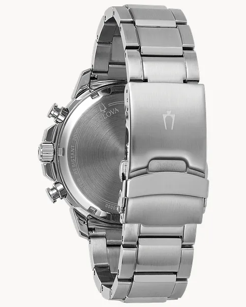 RELOJ BULOVA 96B256 MARINE STAR CRONOGRAFO 100 MTS PLATEADO FONDO AZUL - 3