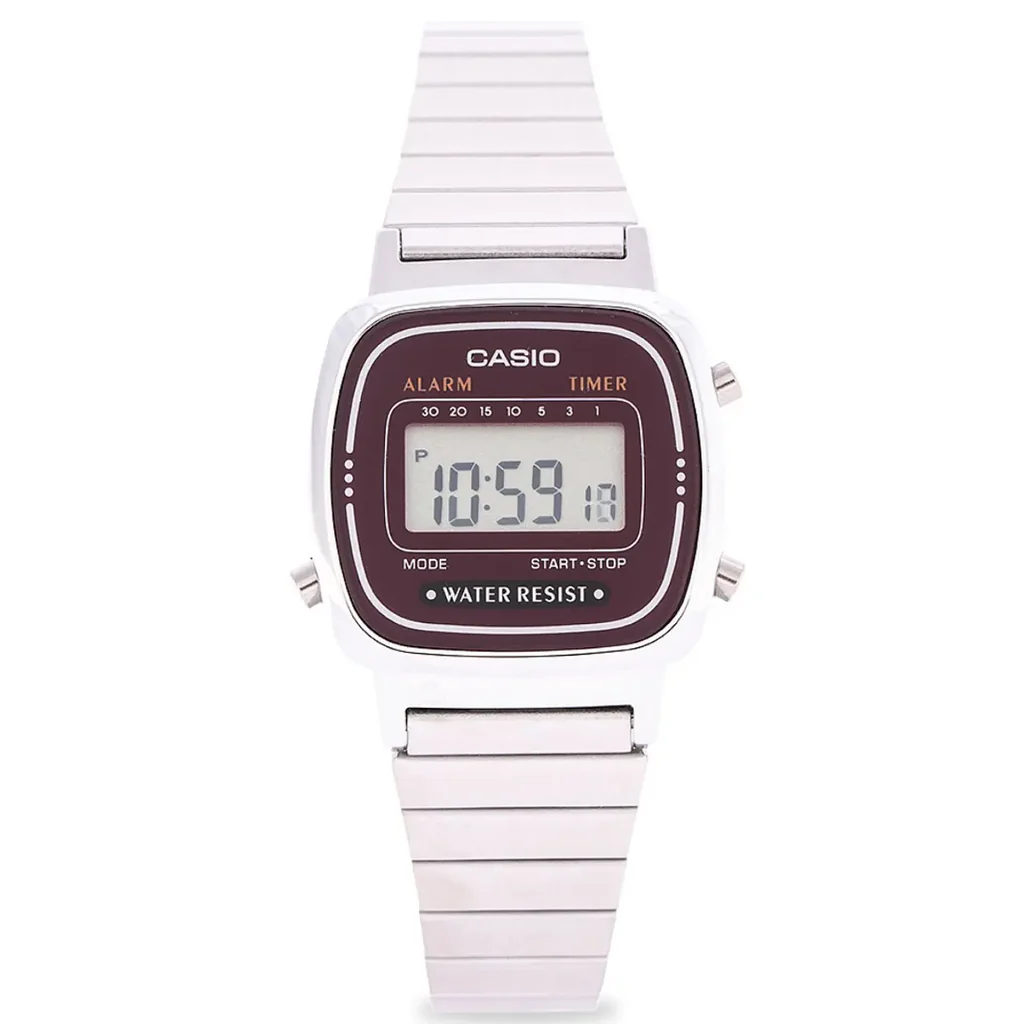 RELOJ CASIO DAMA VINTAGE BURDEO LA670WA-4D FONDO BORDÓ - 1