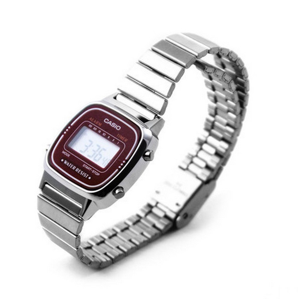 RELOJ CASIO DAMA VINTAGE BURDEO LA670WA-4D FONDO BORDÓ - 2