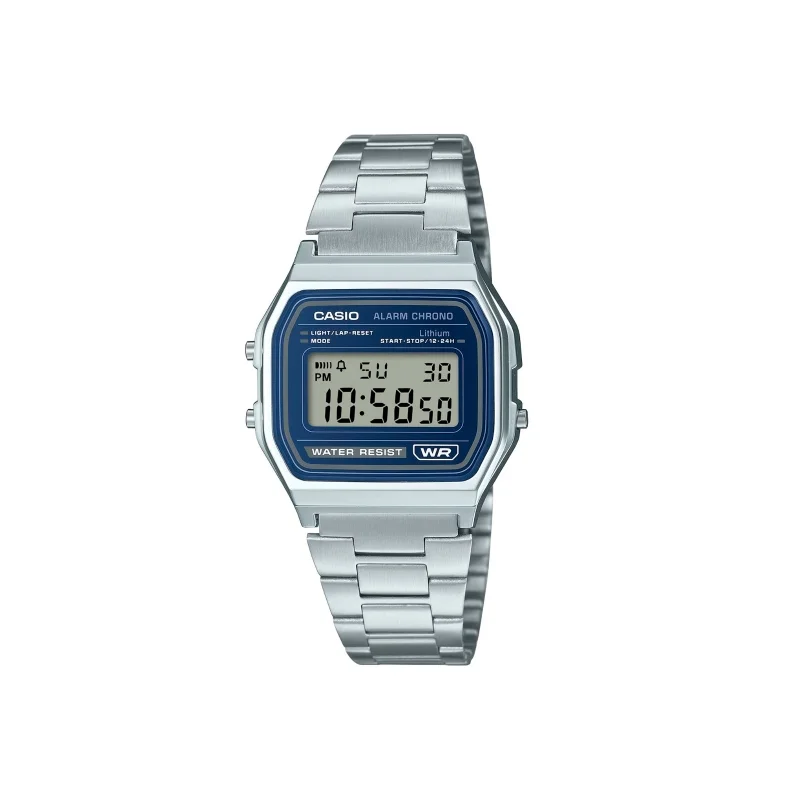 RELOJ CASIO A-158WEA-2D ACERO INOXIDABLE UNISEX CLÁSICO AZUL - 1