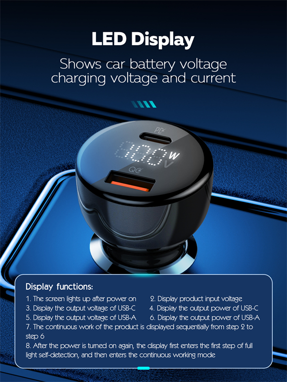 CARGADOR PARA AUTO 100W USB/TIPO C CARGA RÁPIDA LDNIO C101 - NEGRO - 3