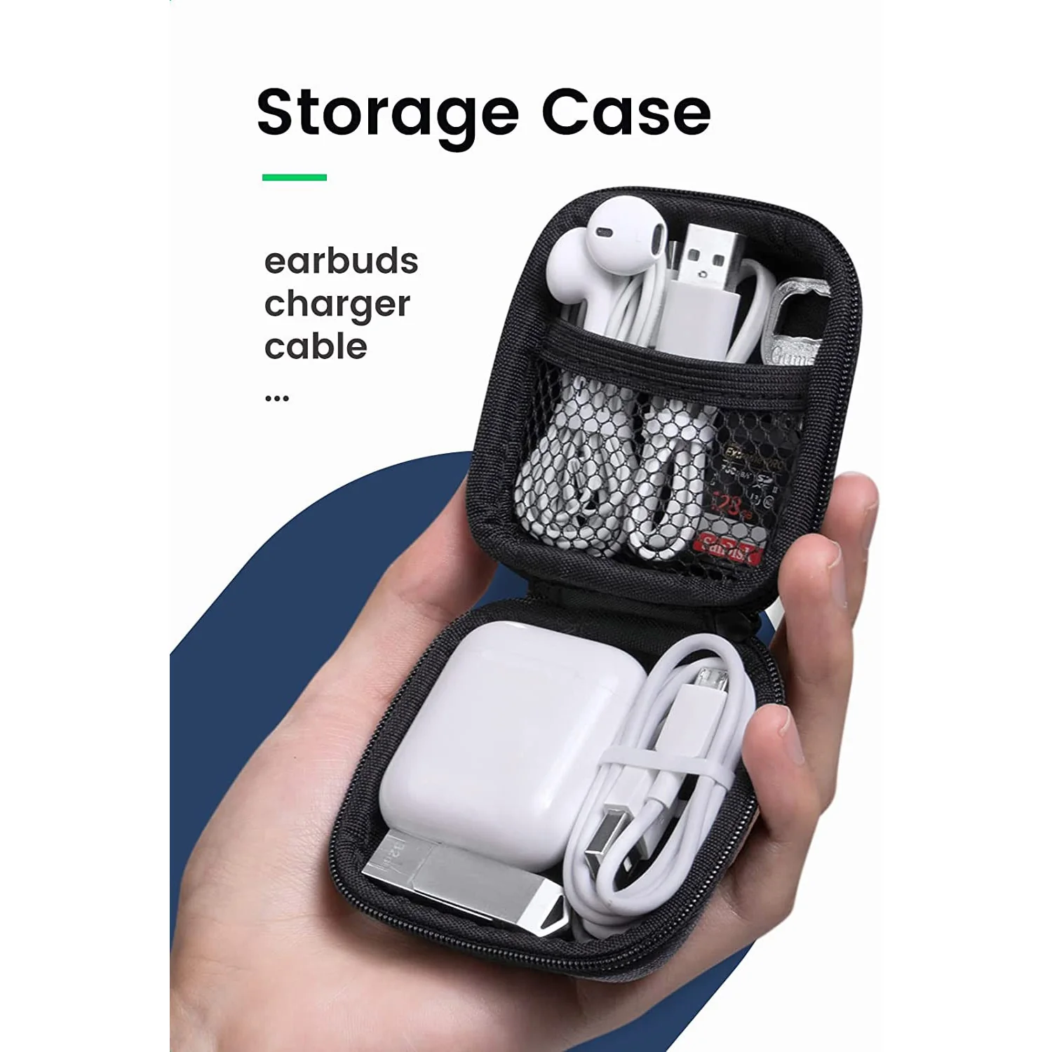 UGREEN CASE ESTUCHE ORGANIZADOR PARA AUDIFONOS 40816 USO RUDO IMPERMEABLE PORTATIL NEGRO - 3