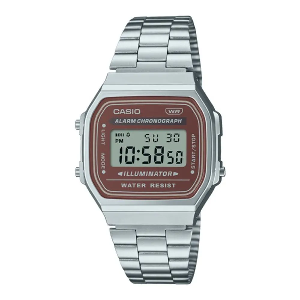 RELOJ PARA HOMBRE CASIO VINTAGE A168WA-5AYDF PLATEADO - MARRÓN - 1
