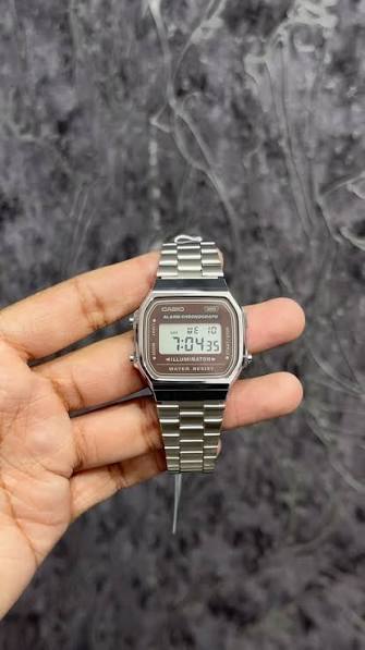 RELOJ PARA HOMBRE CASIO VINTAGE A168WA-5AYDF PLATEADO - MARRÓN - 3