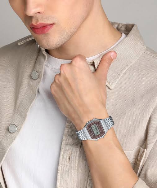 RELOJ PARA HOMBRE CASIO VINTAGE A168WA-5AYDF PLATEADO - MARRÓN - 5