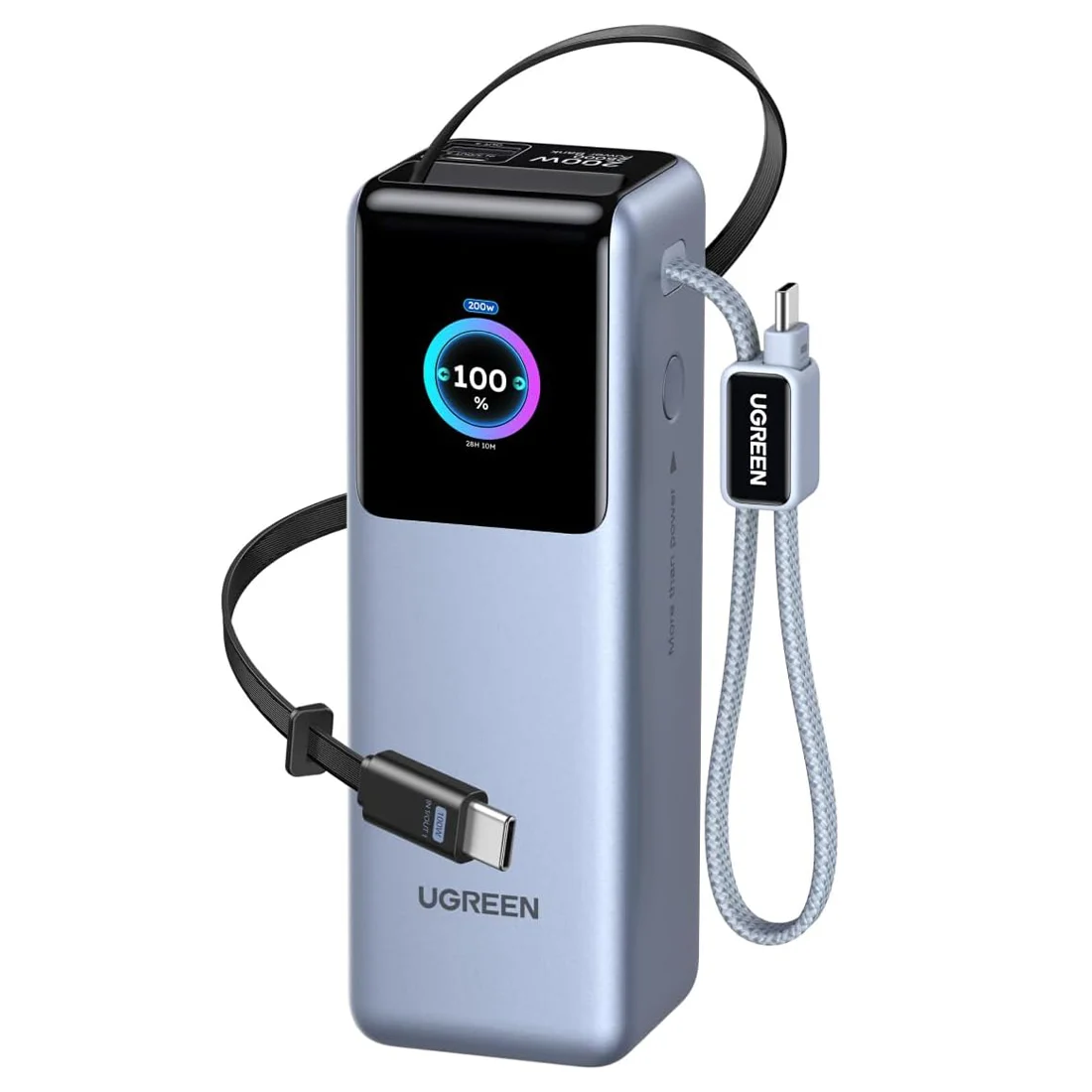 UGREEN POWERBANK NEXODE PRO 25000MAH 200W CON 2 CABLE USB-C PB728 - PLATEADO - 1